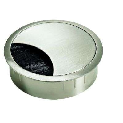 Kabeldurchlass Metall / Bürste rund, 60 mm, Edelstahl Optik